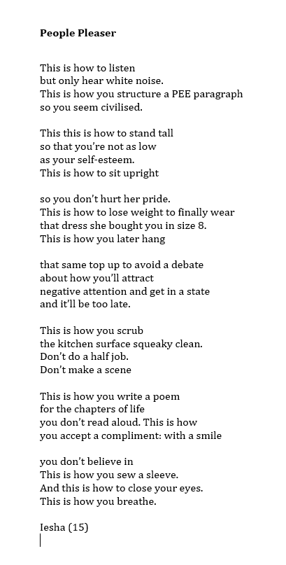 How to be a girl. Iesha was 15.