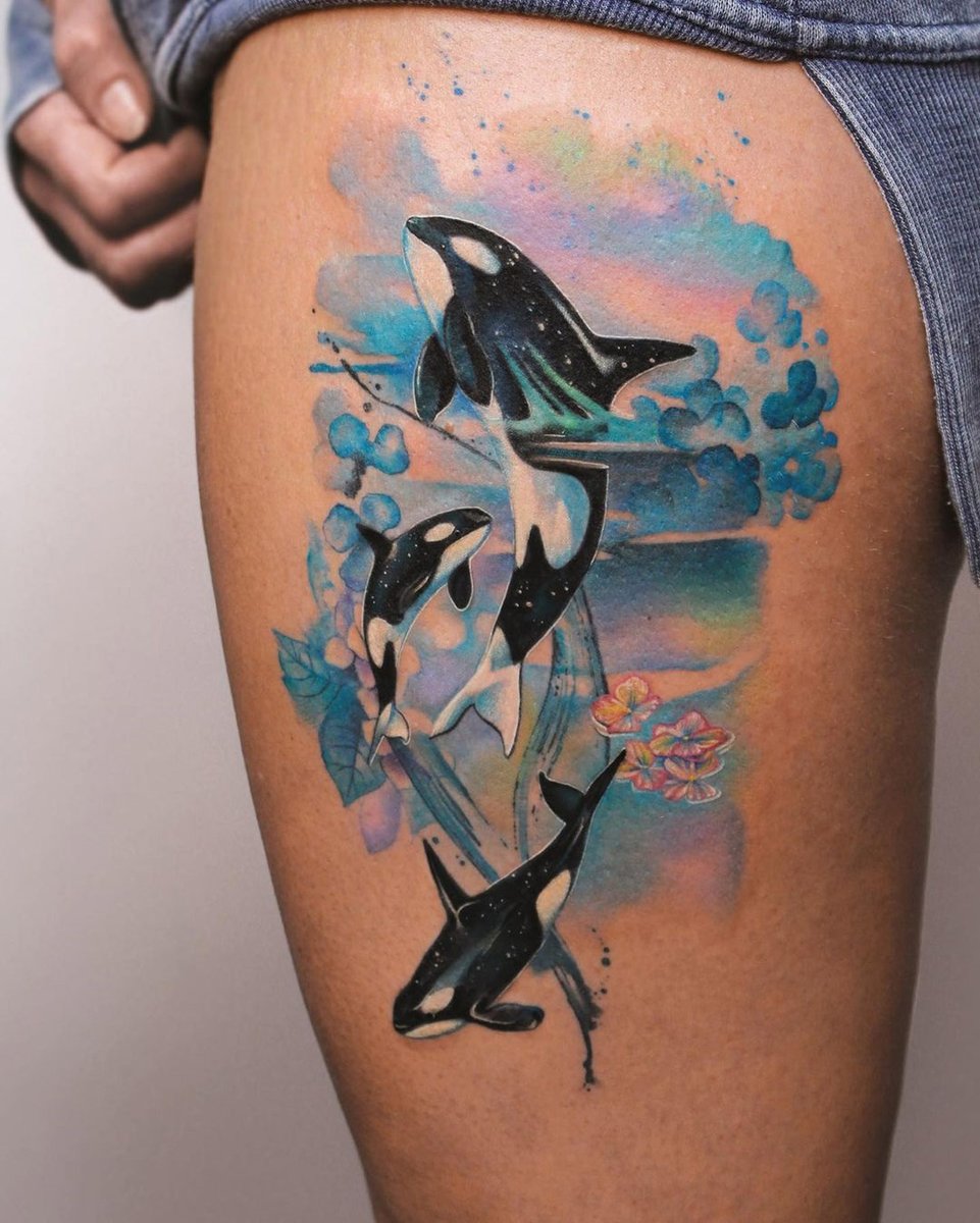 my Orca Family by Guy Arnold at Flesh Tattoo Company in Fallston MD  r tattoo
