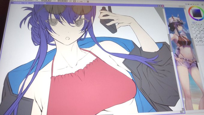 やっと線画とレイヤーできた 