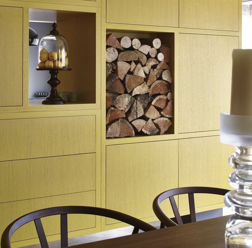 Vibrant yellow room divider splits the room up into different living zones for all the family to enjoy, whilst hiding away your clutter. 
#chamberfurniture #bespokefurniture #bespokekitchens #interiordesign #interiorinspo #kitcheninspo #dreamkitchen