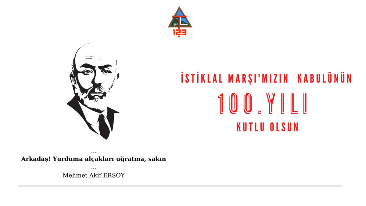 İstiklal Marşı'mızın kabulünün 100.yılı kutlu olsun.

#İstiklalMarşı100Yaşında 🇹🇷