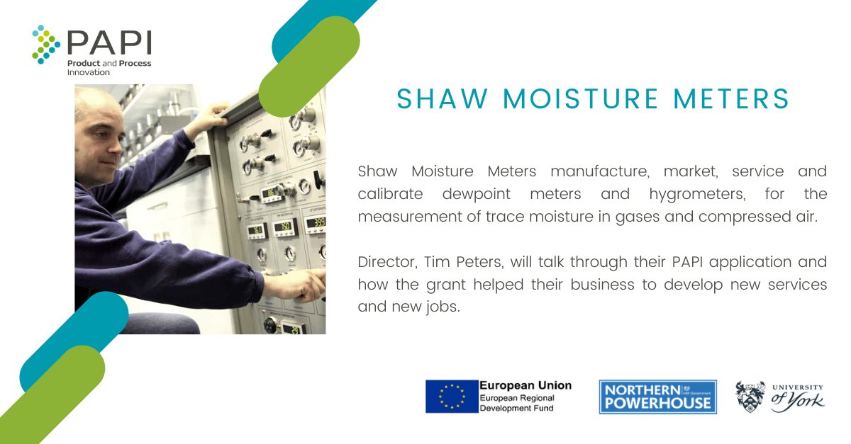 Join us online on 17/03 at 2.30pm to find out more about PAPI funding and how it can help your business. 

You'll hear from our programme manager and Tim Peters from Shaw Moisture Meters who will talk about their PAPI experience.

Book here: lnkd.in/d39xewN