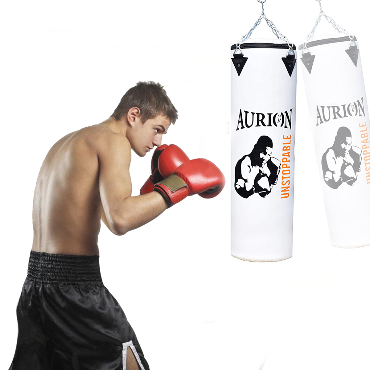 Aurion Unfilled Punch Bag 4ft 5ft 6ft Boxing kickboxing bag with hanging chain 