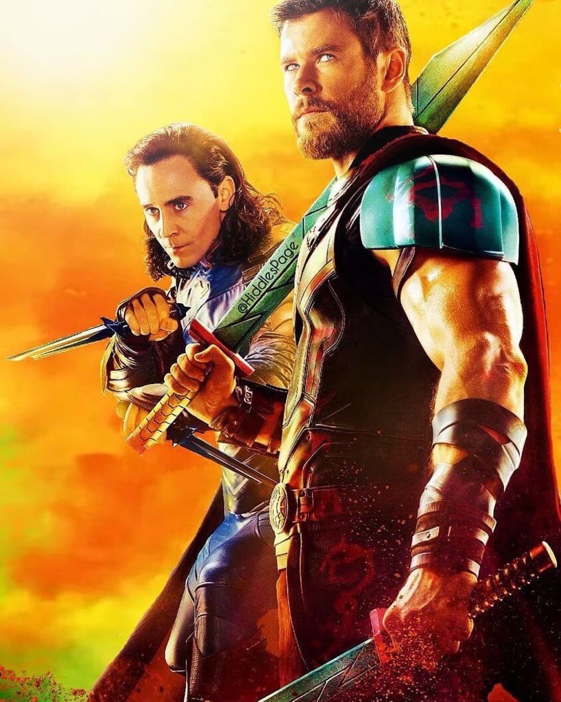 BowerxDepp's tweet photo. therapy is cool but what I really need is for Tom Hiddleston and Chris Hemsworth to reunite as Loki and Thor and hug and have the sun shine on them again https://t.co/g9Kx0FYHeu