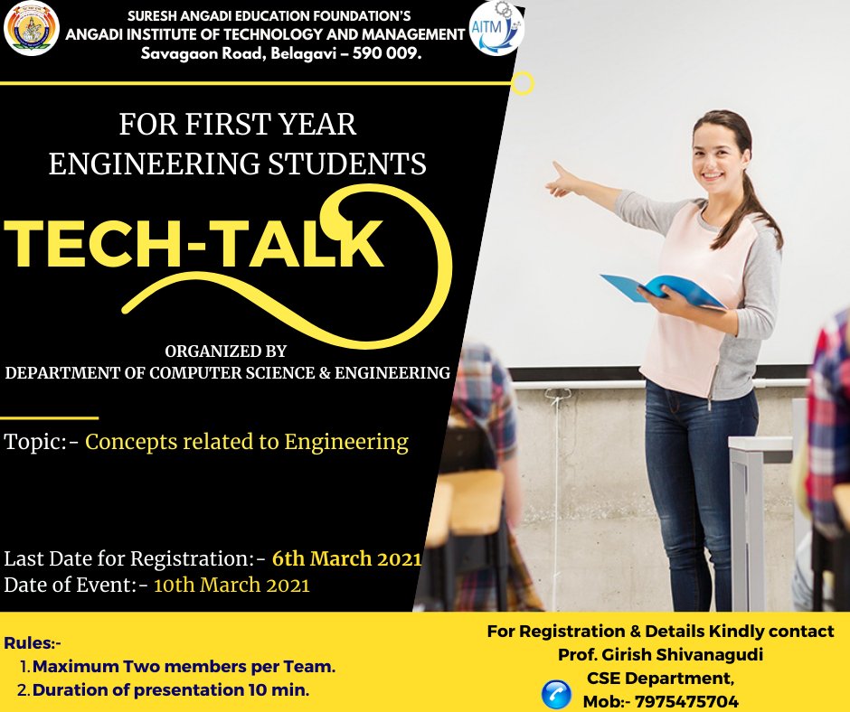 aitm_official's tweet image. #AssociationOfComputerEngineers
#DepartmentOfComputerScienceAndEngineering

Department of Computer Science &amp;amp; Engg, AITM, Belagavi successfully organized Technical Talk (TECH-TALK) under the banner of ACE on 10-03-2021 for the First Year Engineering students.