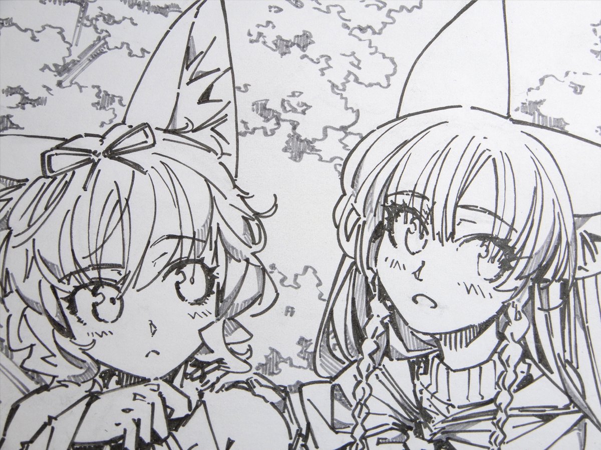 【作業中】今年は花見は
#線画 #狐娘 #色紙 