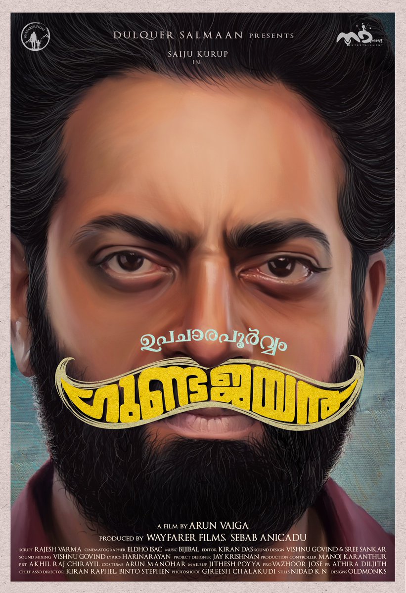 DQsWayfarerFilm's tweet photo. Here is a first look poster from Upacharapoorvam GundaJayan ! This film marks my brother Saiju Govinda Kurup’s 100th film. And today being his birthday what better gift than to share this poster. We at Wayfarer Films are extremely happy to be a part of this lovely film and team. https://t.co/3IGKaZxr8u