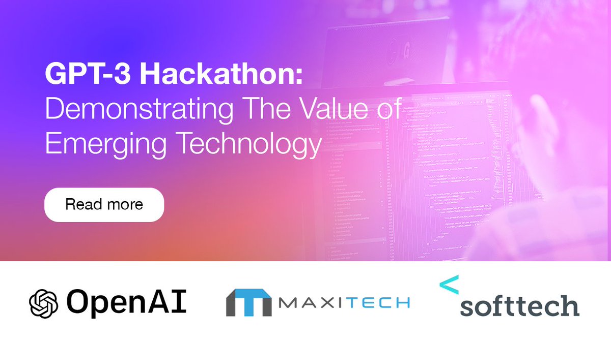 <a href="/maxitechinc/">Maxitech</a>'s remote three-day hackathon hosted by <a href="/Softtechas/">Softtech</a> was the 1st event to feature GPT-3 from <a href="/OpenAI/">OpenAI</a> in Turkey.  Read more, highlighting the challenge, winning solutions &amp; what's next for OpenAI, Softtech &amp; Maxitech here: maxitech.medium.com/gpt-3-hackatho… #openai #AI #hackathon