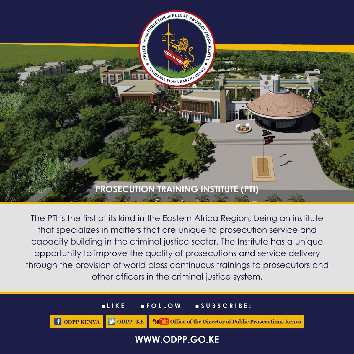 ODPP_KE's tweet photo. The big day is finally here!
We welcome you to the 2nd graduation ceremony of 48 newly recruited officers graduating after 3 months mandatory induction training at the Prosecution Training Institute (PTI).
#Relearning_ODPP
#HakiNaUsawa https://t.co/JoZqpwFbSR
