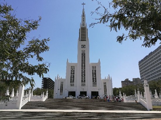 We're in Maputo and visiting the the Catedral de Nossa Senhora da Imaculada Conceição this evening, which is Portuguese (the official language of Mozambique) for the Cathedral of Our Lady of the Immaculate Conception. The building was started in 1936 and was completed in 1944.