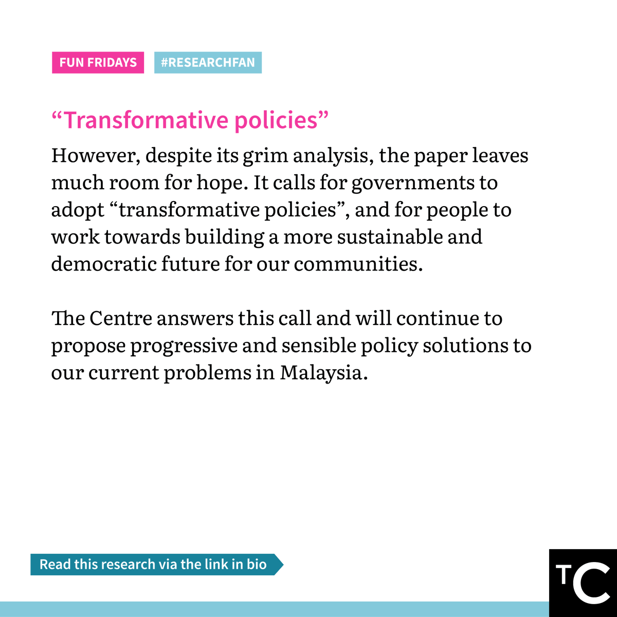CentreMY_'s tweet photo. In the spirit of championing good research, we have our CEO recommending a research piece for this #TCFunFriday.
This paper by Oxfam analysed data on how COVID-19 affected different groups disproportionately,leading to worsened inequality.
Are you a #ResearchFan? Share with us! https://t.co/bFOFNHNTQZ
