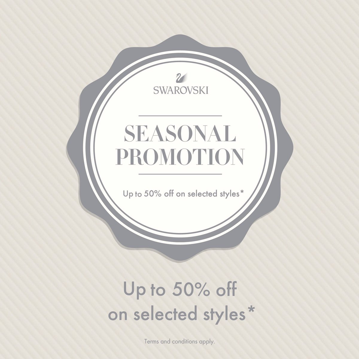 PondokIndahMall's tweet photo. Swarovski Mid Season Sale is now on! Shop and Receive up to 50% off on your favorite items only at Swarovski store. Shop safely from home by clicking the link on IG mapfashion Bio. T&C applies. #SparksDelight #StillBeStylishAtHome https://t.co/yw1m3scyCc