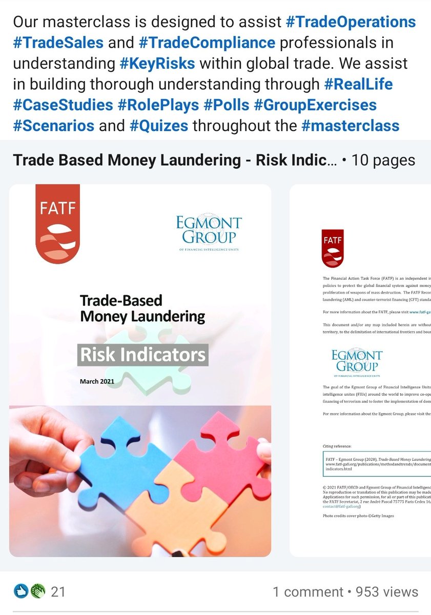 FATF HAS RELEASED A GUIDANCE DOCUMENT LISTING SEVERAL RISK INDICATORS. HOW TO IDENTIFY THESE IN FAST BASED, HIGH VOLUME AND HIGH FREQUENCY TRADE ENVIRONMENT?
CHECKOUT OUT WEBSITE SIGMARISK.UK/TBML/ FOR FURTHER INFORMATION ON OUR SPECIALIST MASTERCLASS ON TBML