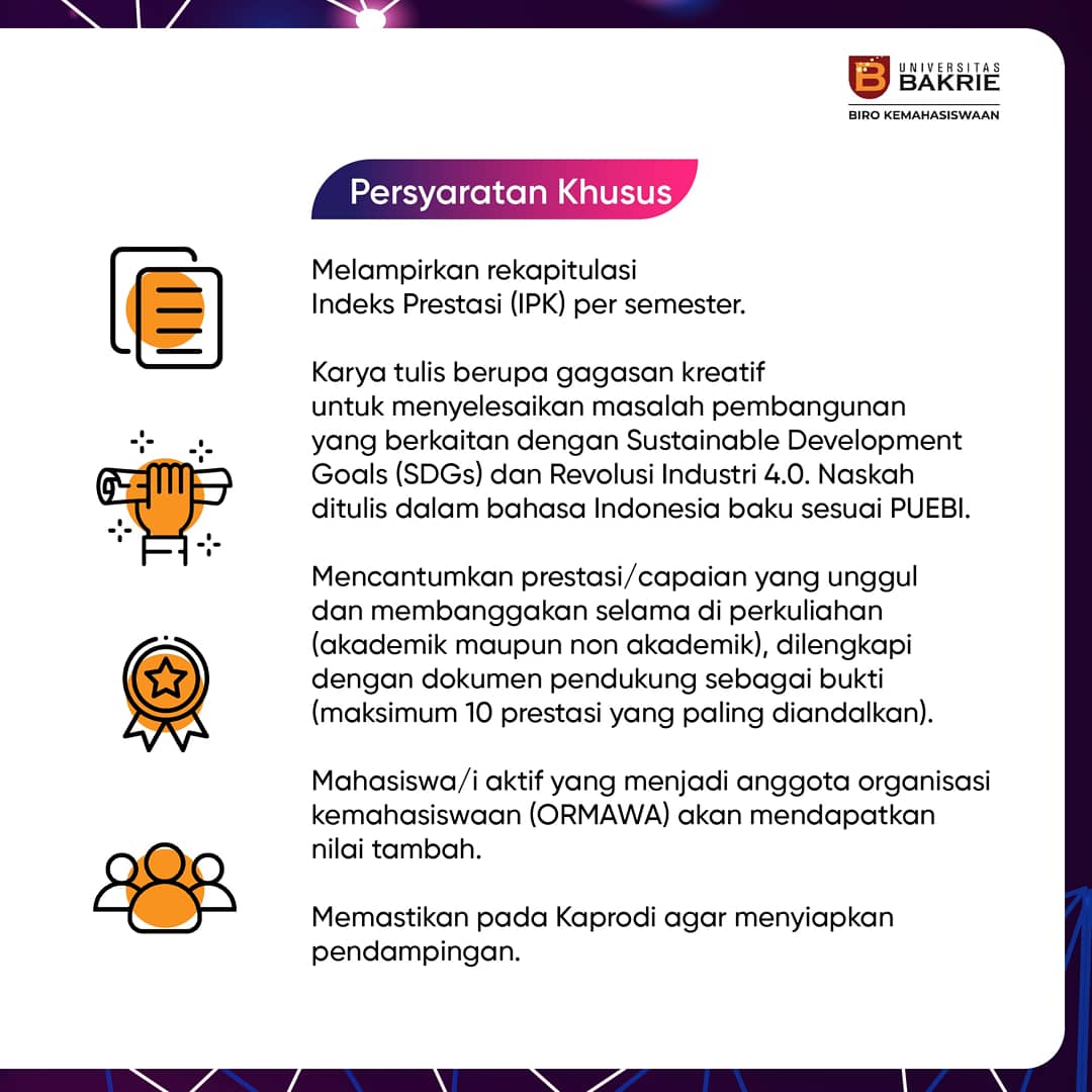 ❗❗PENDAFTARAN MAPRES 2021 SUDAH DIBUKA❗❗ 

Hallo Temen-temen U-Bakrie ! 👋

Ada kabar baik untuk kamu yang ingin menjadi Mahasiswa Berprestasi Universitas Bakrie 2021! 🥳