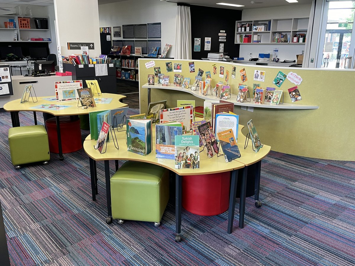 acps_library's tweet photo. Author spotlight in the ACPS Library featuring Sally and Darrel Odgers, Paul Jennings and Emily Rodda! 

Who would you like to see in our author spotlight?

@AitkenCreekPS #authorspotlight #readingisfun @JenningsPaul @EmilyRodda @Sallyodgers https://t.co/UsJwKdSAVx