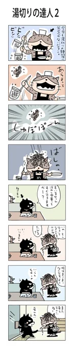 湯切りの達人2#こんなん描いてます#自作マンガ #漫画 #猫まんが #4コママンガ #NEKO3 