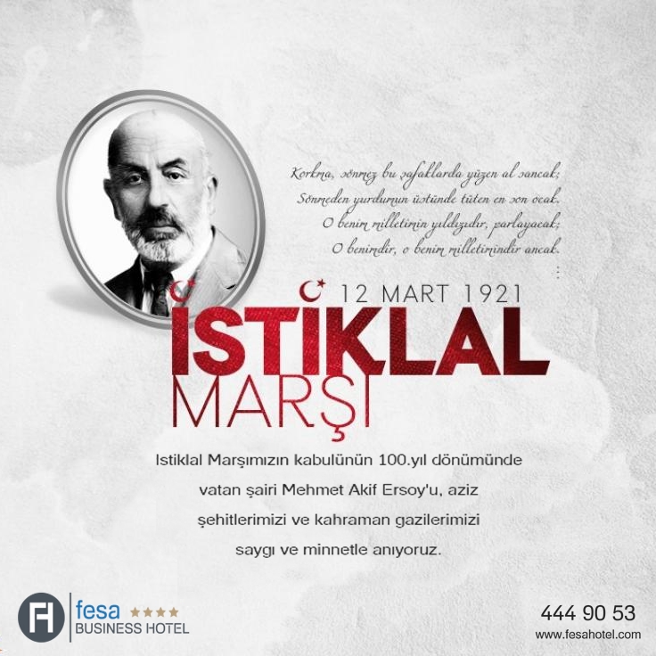 İstiklal Marşı'mızın kabulünün 100. yılında vatan şairimiz Mehmet Âkif Ersoy’u ve aziz şehitlerimizi saygı, rahmet ve minnetle anıyoruz. 🇹🇷