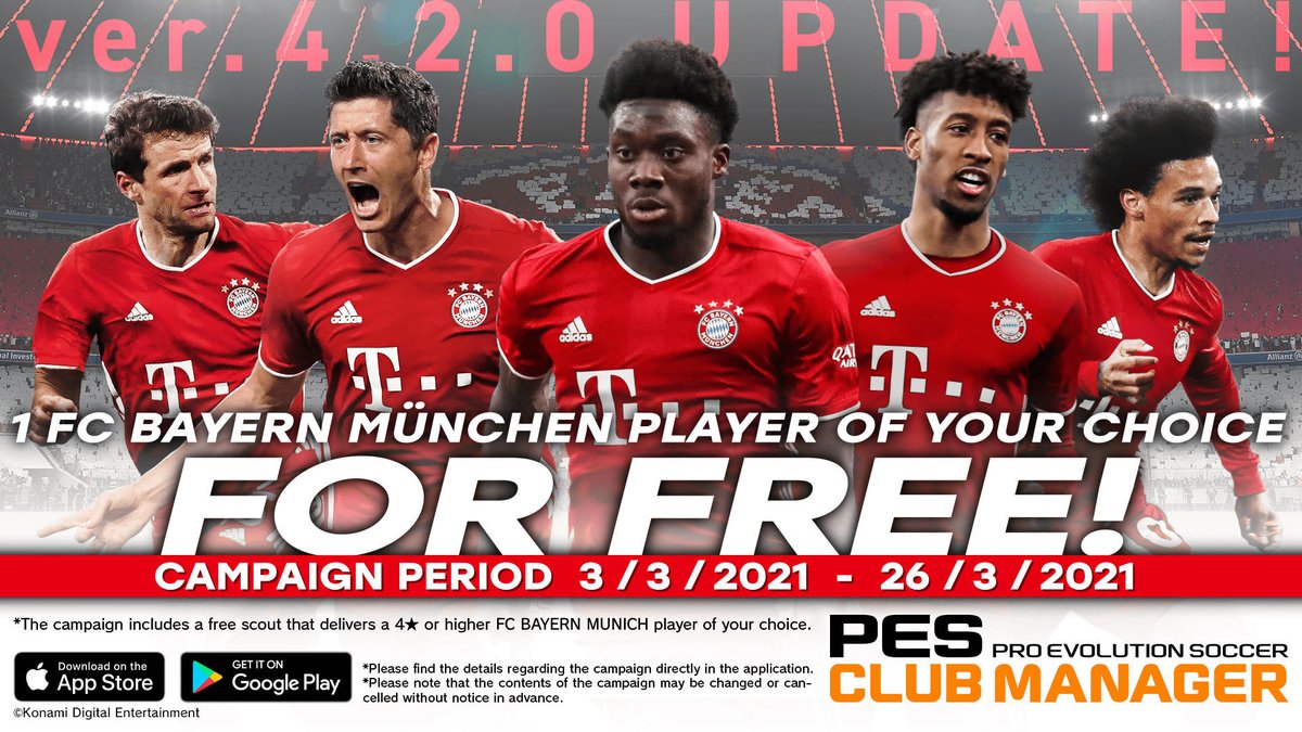 Receive a free FC BAYERN MÜNCHEN player now! #pescm #FCBayern