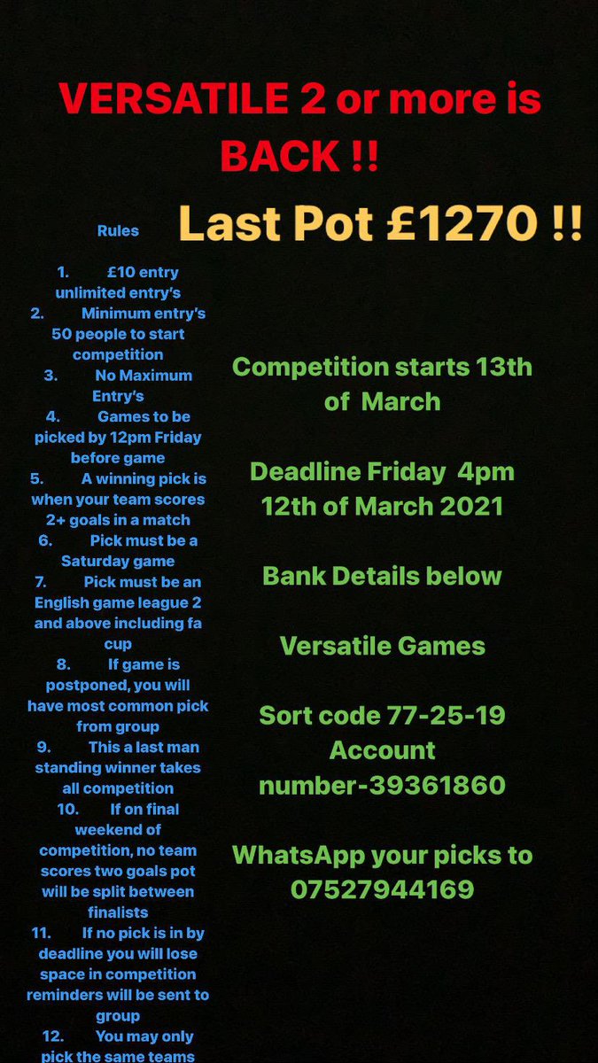 GamesVersatile's tweet image. Deadline day. Get your picks in for the 2 or more today by 12pm