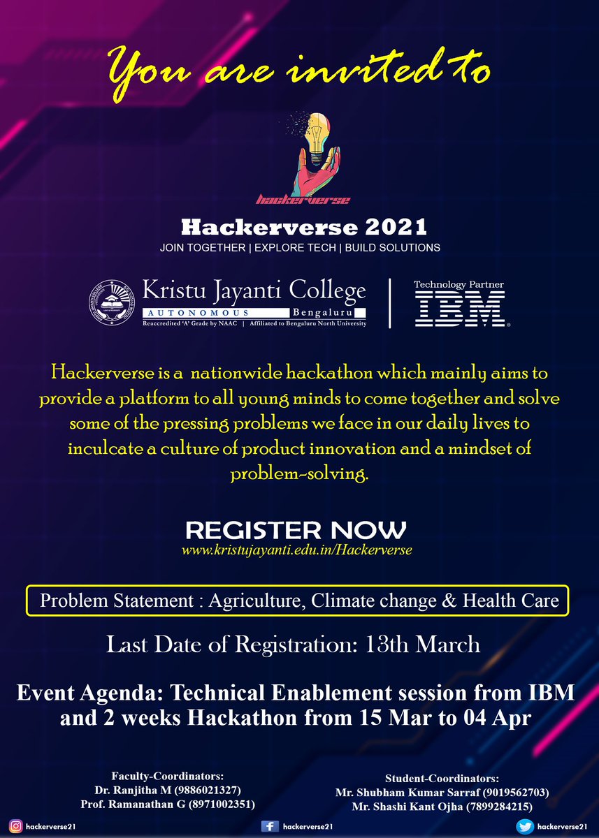 hackerverse21's tweet image. Clock is Ticking...🕑🕖🕛

Have u Registered for Hackerverse 2021????👀👀

Yesss😁😁

Or

No🥺🥺

Register Fast....One Day To Go..😎😎

Its Now or Never....

#Hackerverse2021
#hackathon
@KJCAutonomous
@IBM