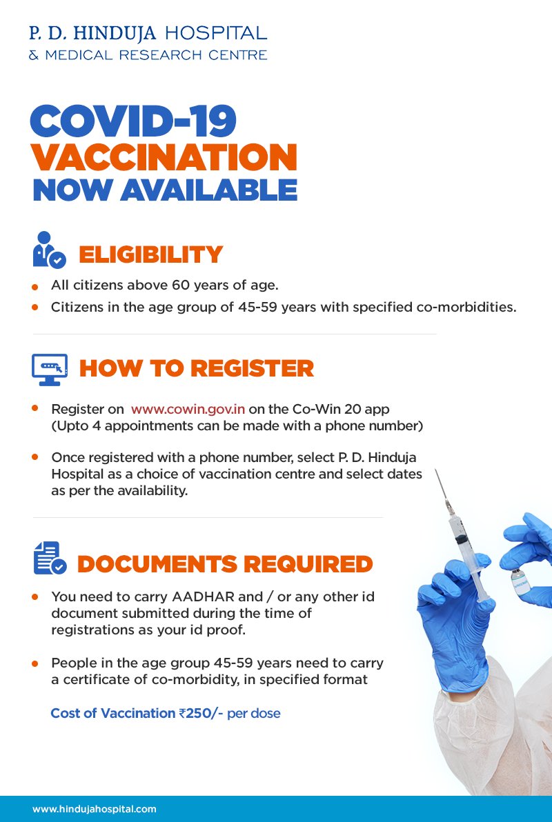 P D Hinduja Hospital On Twitter The Covid Vaccination Program Has Begun At P D Hinduja Hospital Mahim A Government Authorised Vaccination Centre We Are Happy To Partner With The Government Of India