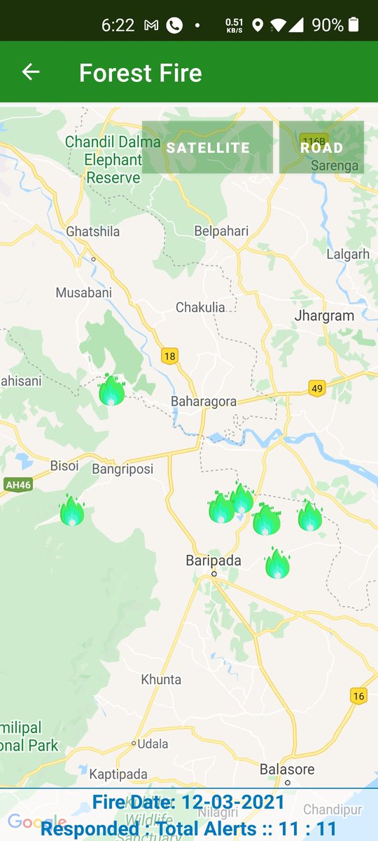 BaripadaT's tweet photo. Total 11 Fire points were received in Baripada Forest Division on 12 March2021. All the points are immediately attended and doused completely using 8 Blower machines.#pccfodisha #DM_Mayurbhanj #spmayurbhanj #CMO_Odisha #ForestFireTaskForceOdisha https://t.co/2UwbjOKVnH