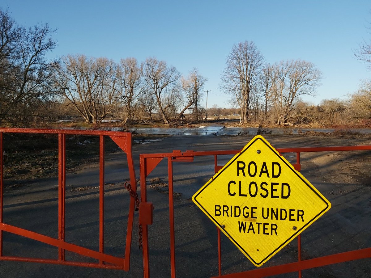 Sunny day in St Jacobs but the river is still a little angry bridge still closed
