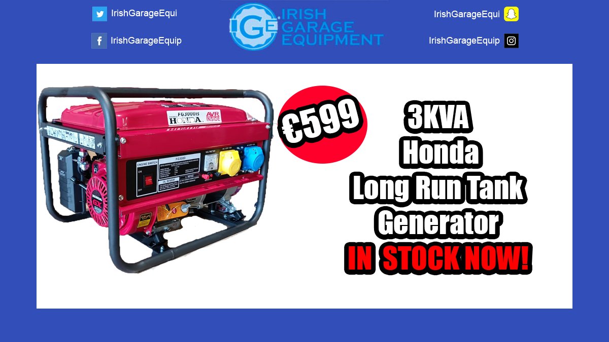 Honda Long Run Tank GX200 3KVA Generator In Stock Now!

ige.ie/honda-gx200-3k…
