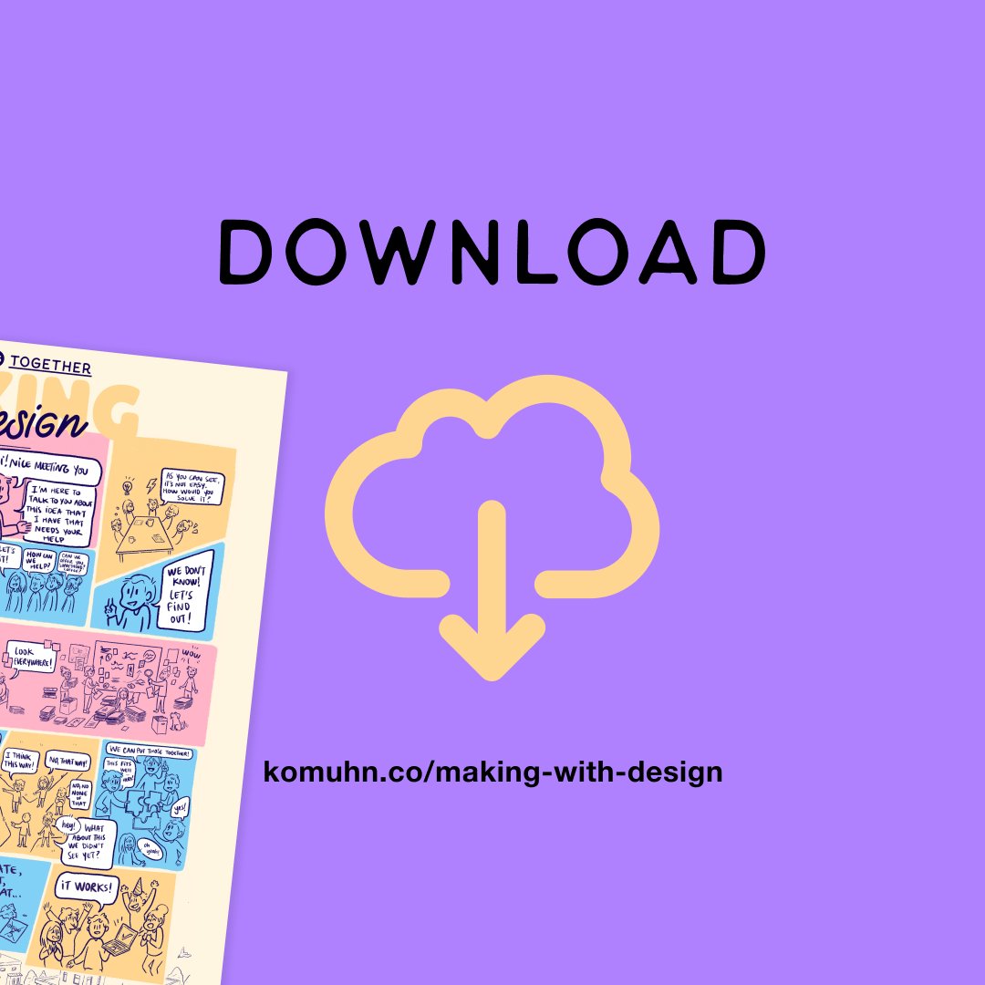 teamkomuhn's tweet photo. We made a comic strip about making with design. We wanted to explore different ways to explain the difference between using collaboration in design or going it alone. 
⚡ You can download the full strip here: https://t.co/myX0bnfLJI  

#makingwithdesign #makers #design https://t.co/fhXN33fxlR