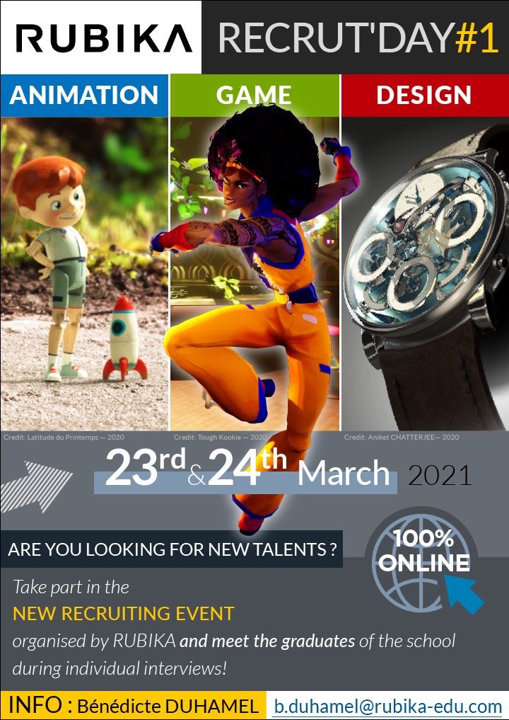 Recrut’Day by <a href="/RubikaEducation/">Rubika</a> les 23 et 24 mars ! Découvrez nos jeunes diplômés en #design #game et #animation et recrutez vos futurs talents !