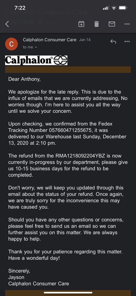 Lesson learned to consider customer service for returns when buying online. Will never buy direct from calphalon again. 

<a href="/newell_brands/">Newell Brands</a> I need your help on a refund please. It's been 2 months since you've received my return and I haven't been credited back.