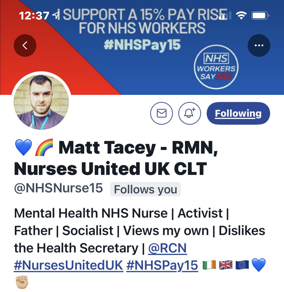 PricelessOpin's tweet photo. Hi Everyone! Need ur help 2 #Retweet this PLEASE!
Matt Tacey @NHSNurse15 a very PASSIONATE Mental Health Nurse based in the UK is working VERY HARD to spread the message 4 the #NHSPay15 #NHSPayRise. We need to get him MORE Followers so we can RAISE his Profile &amp; gain more Support https://t.co/3CbbpUZeOV