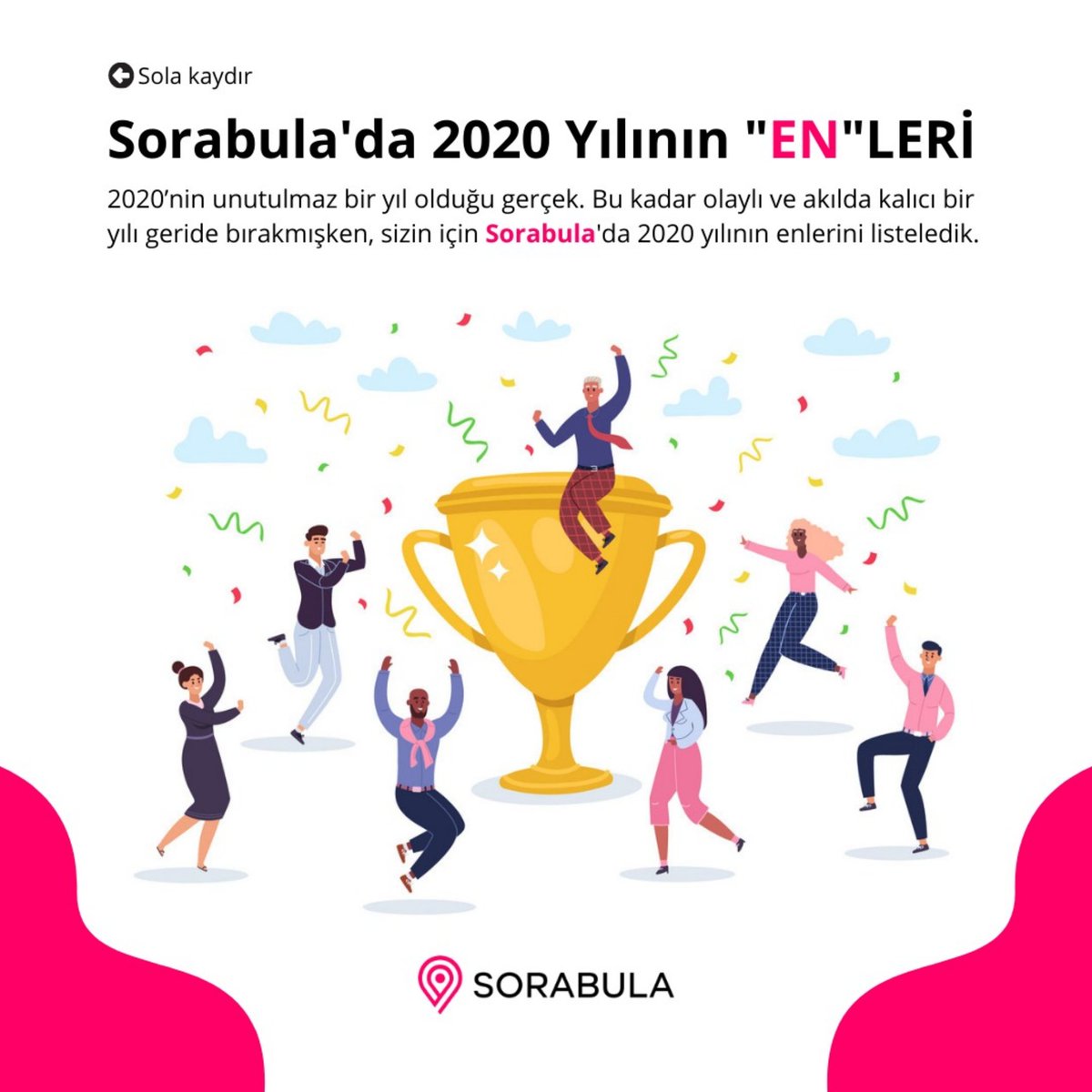 sorabulacom's tweet photo. 2020’nin unutulmaz bir yıl olduğu gerçek. Bu kadar olaylı ve akılda kalıcı bir yılı geride bırakmışken, sizin için Sorabula'da 2020 yılının enlerini listeledik. https://t.co/cMRjNC18FI