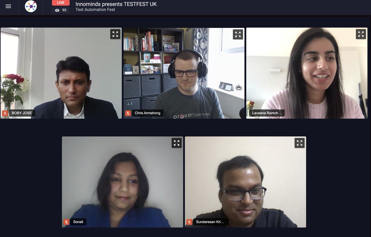 The most awaited session on #thetestfest #UK is currently under way!

Our panel are huddling on the important topic 'Automation pyramid: Relevant today?' 

Tune in now!

- Sonali Das
- <a href="/bobyjose/">Boby Jose</a>
- <a href="/chennaimail/">Sundar</a>
- <a href="/christovskia/">Chris Armstrong</a>
- <a href="/Laveena_18/">Laveena</a>

bit.ly/testfest-uk
