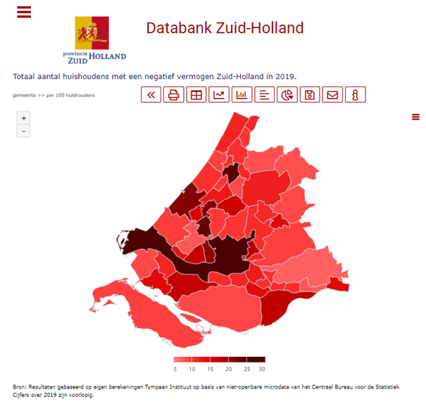Tympaan_inst's tweet photo. Het aantal huishoudens met schulden (buiten een eventuele hypotheek) verschilt sterk per gemeente. In 2019 heeft gemiddeld 17% van de huishoudens in Zuid-Holland een schuld. In Rotterdam is het percentage het hoogst (24%), in Molenlanden het laagst (7%). https://t.co/WiBTQankba https://t.co/cq9frjWoVP