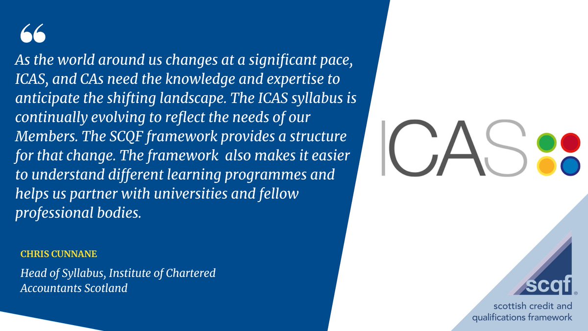 ❓ What are the benefits of becoming an SCQF Partnership approved Credit Rating Body.
We asked Chris Cunnane, Head of Syllabus for <a href="/ICASaccounting/">ICAS</a>...
More on becoming a credit rating body ⬇️
scqf.org.uk/support/suppor…
#RecognisingSkills #RecogniseMySkills