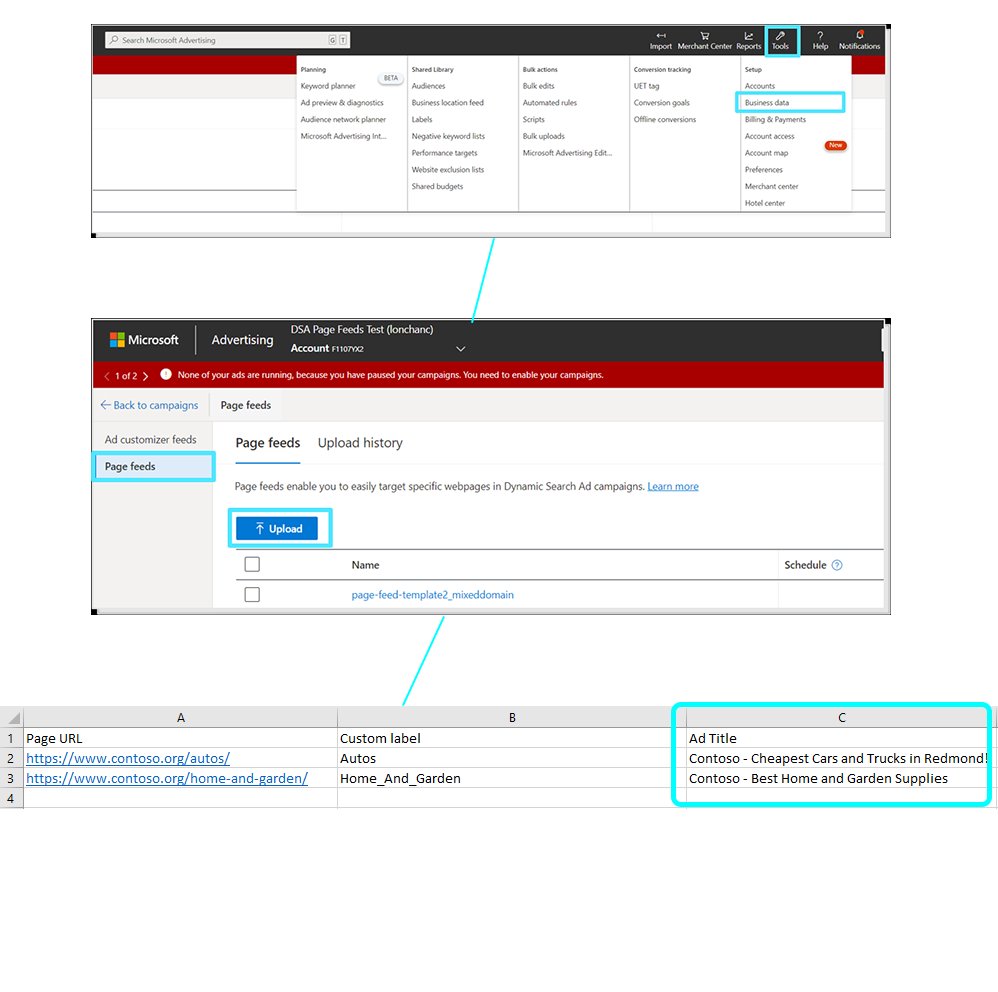 NOVEDAD #MicrosoftAds: Para los anuncios de DSA, ahora podemos establecer títulos estáticos para cada URL del feed de páginas añadiendo la columna "Ad Title" al feed.

Más info:
👇
about.ads.microsoft.com/en-us/blog/pos…

#ppc #BingAds