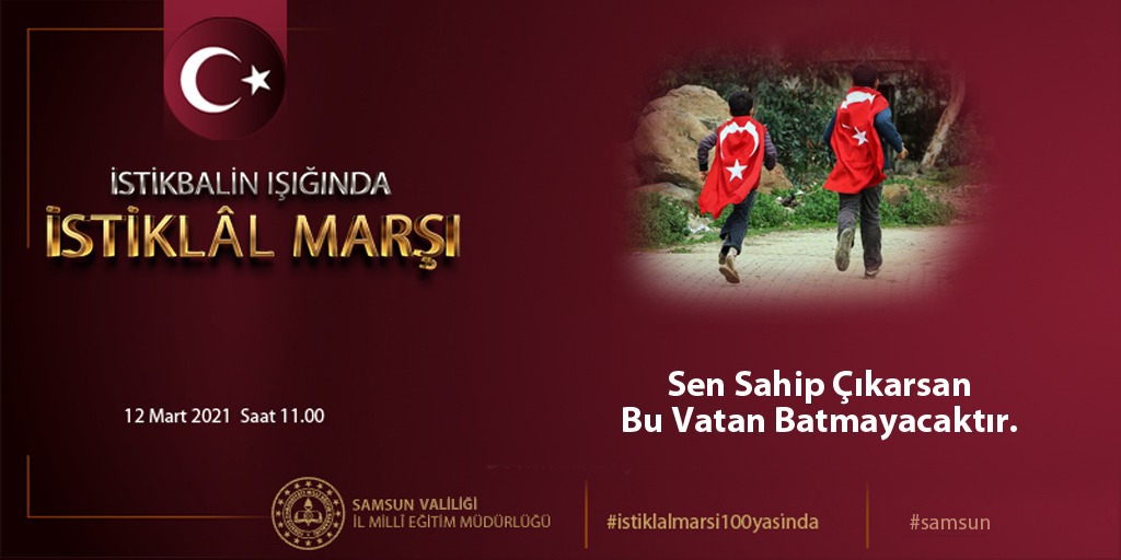 İstikbalin Işığında İstiklâl  Marşı  ..<a href="/havzailcemem/">Havza İlçe MEM</a> <a href="/samsunmem/">Samsun İl Milli Eğitim Müdürlüğü</a> <a href="/CoskunESEN57/">Coşkun ESEN</a> <a href="/zulkifdagli/">Doç. Dr. Zülkif Dağlı</a> <a href="/ziyaselcuk/">Ziya Selçuk</a> #istiklalmarsı100yasında #samun