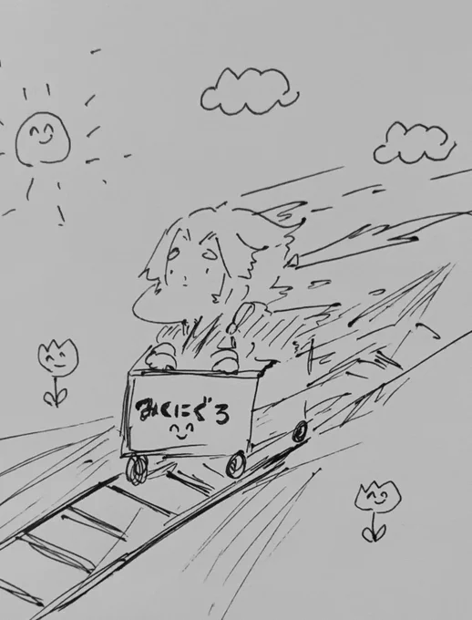 今日は忙しかったので、三国黒的な物に乗って滑走する㌧ぼさんを描きました。 