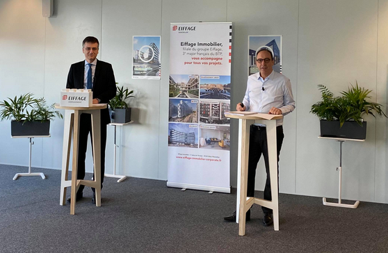 EiffageImmo's tweet photo. #Wearelive 🎙️Pour notre point presse annuel, Philippe Plaza, DG d'@EiffageImmo, et Nicolas Gravit, Directeur d'#EiffageAménagement, reviennent sur les temps forts de 2020 et présentent nos défis actuels et à venir ✅ Suivez-nous sur notre livetweet
#PointPresseEiffageImmobilier https://t.co/gY1o26z4za