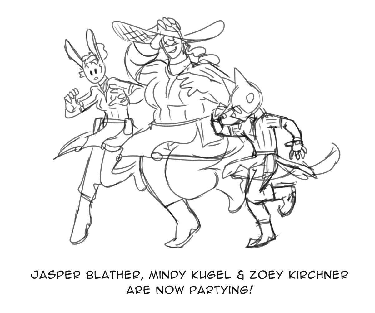 <a href="/JasperBlather/">Jasper Blather🐌</a>, <a href="/KugelMindy/">Mindy Kugel 🛠</a> &amp; <a href="/CoreKirchner/">🛠️Zoey Kirchner (Roams Universes.)</a> are now partying! 🥳 <a href="/Blaseball_Core/">The Core Mechanics 🛠</a> #blaseball 

(God I hope I got the right accs)