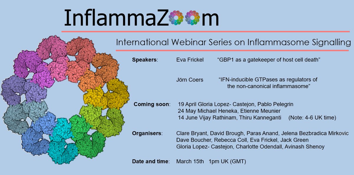 A reminder for all Inflammazoomers for the Monday talks.  Time 1pm GMT (the UK does not move to summer time this weekend)