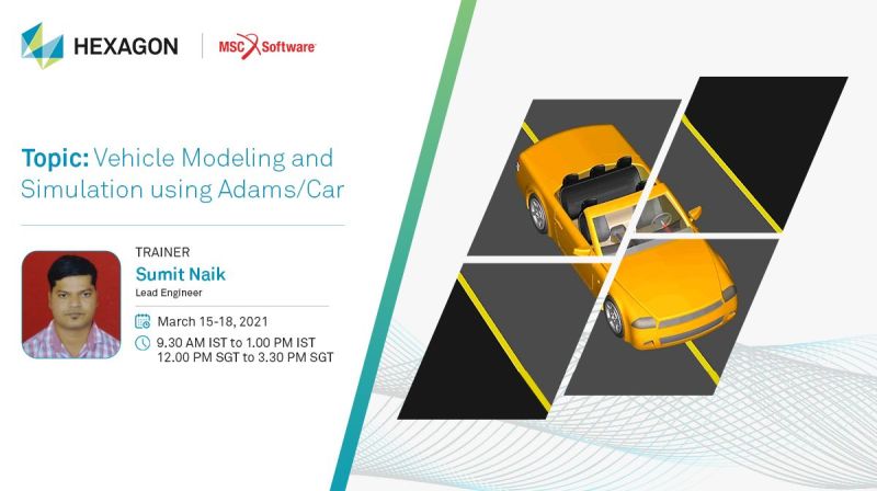 dailycadcam's tweet photo. #OnlineTraining Vehicle Modeling and Simulation using Adams Car - 15 - 18 MAR 2021 paid training
Register for training - Link - https://t.co/2lZsFtFYaU
#India
@MSCSoftware #ADAMS #Automotive #Simultion @HexagonMI https://t.co/luHGBm9nR8