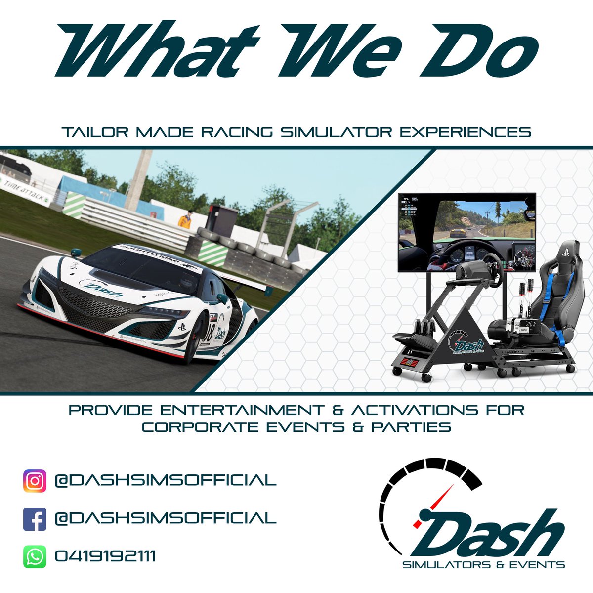 Dash_Sims's tweet photo. What We Do:
•
#simracing #racing #motorsports #gaming #esports #Simulator #forhire #openforbusiness #event #eventhire #ContactUs #booknow #videogames #car #broome #australia #whatwedo https://t.co/NFWnbrHX09