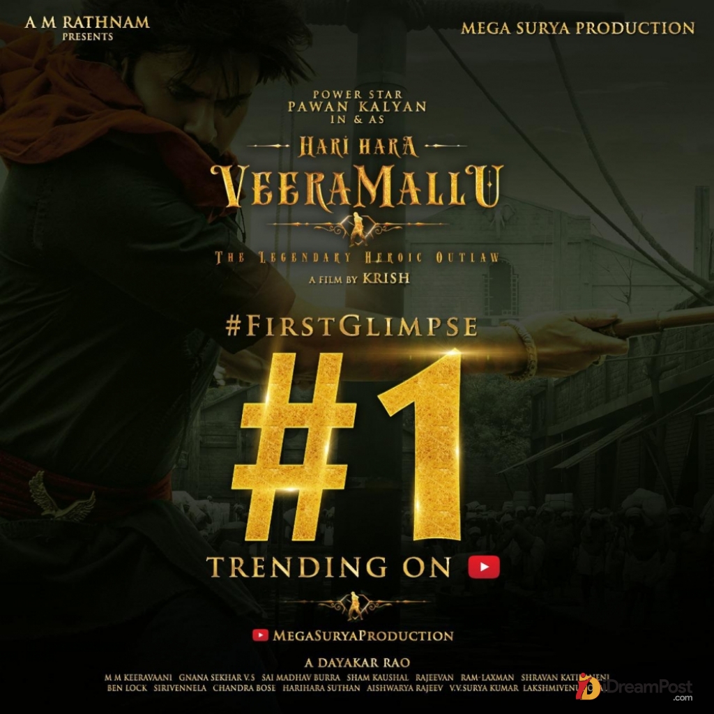 iDreamMedia's tweet photo. #HariHaraVeeraMallu First Glimpse is Trending #1 On #YouTube!!

Video Link 👉 https://t.co/Z6BWXKFFzj

@PawanKalyan @AgerwalNidhhi @mmkeeravaani @DirKrish
 
#HHVMGlimpse #HHVM #iDreamMedia https://t.co/dFTip5aK3j