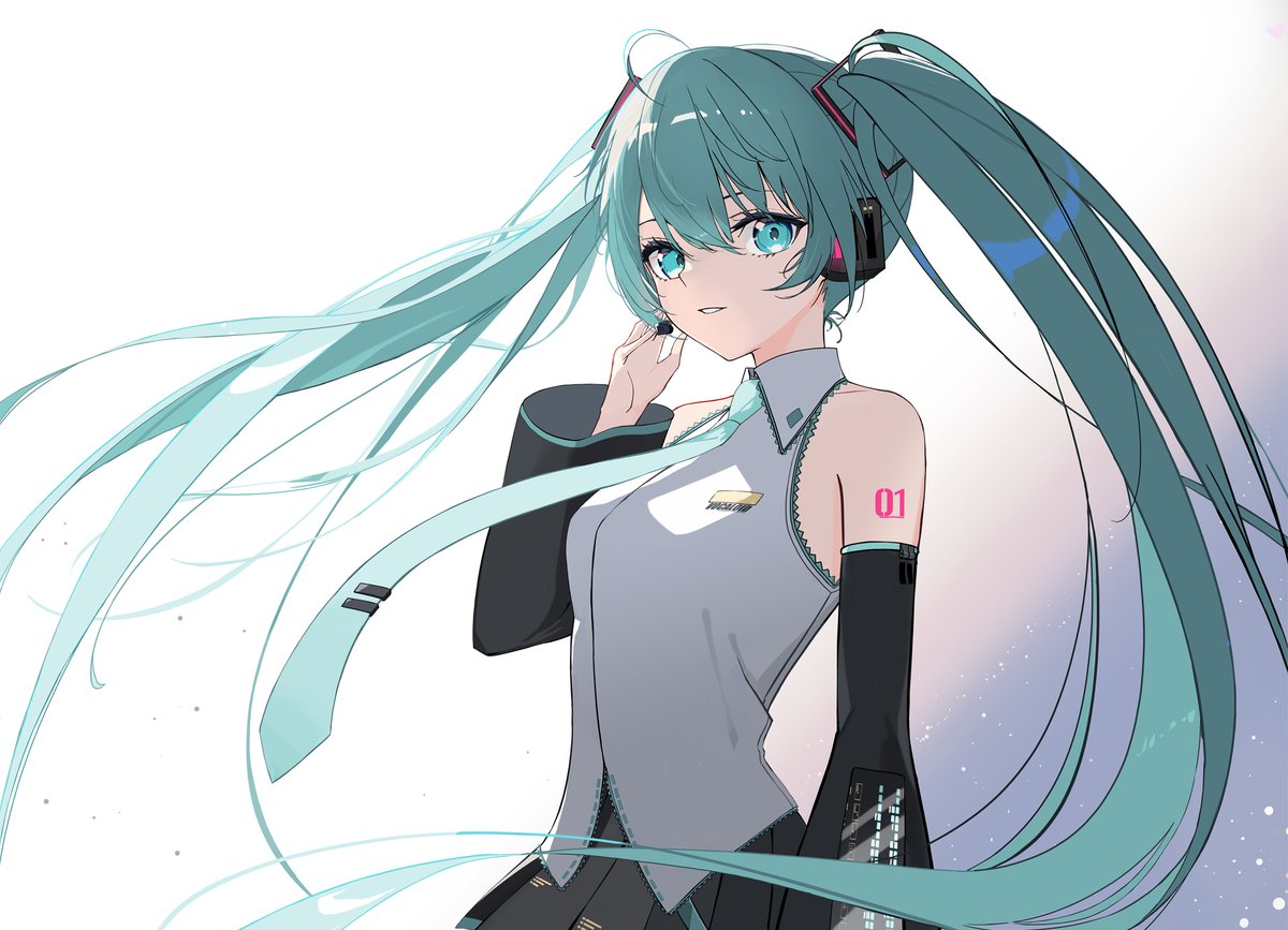 hatsune miku 1girl solo long hair twintails detached sleeves necktie very long hair  illustration images