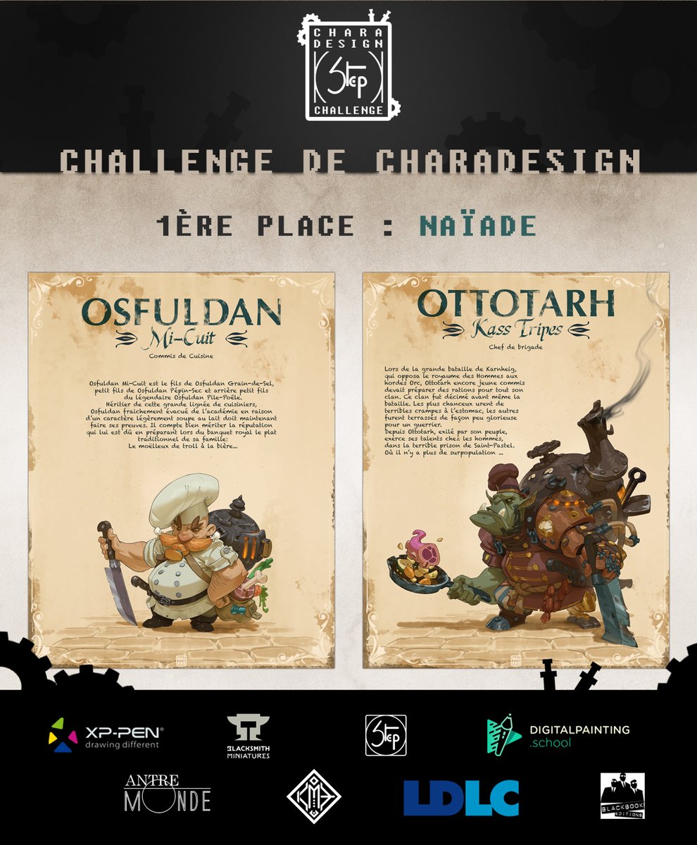 StephenCornu's tweet photo. Félicitations aux vainqueurs du #CharaDesignStepChallenge :

🥇 1er place : Naïade 

🥈 2e place : Golem

🥉 3e place : @Mydriad

🎨Prix de la créativité : Mecalion

Et BRAVO à TOUS ! 

 #XPPENTablette #LDLC #Digitalpaintingschool #Antremonde #BlacksmithMiniatures #Kme #BBE #Step https://t.co/sX49QgP7YX