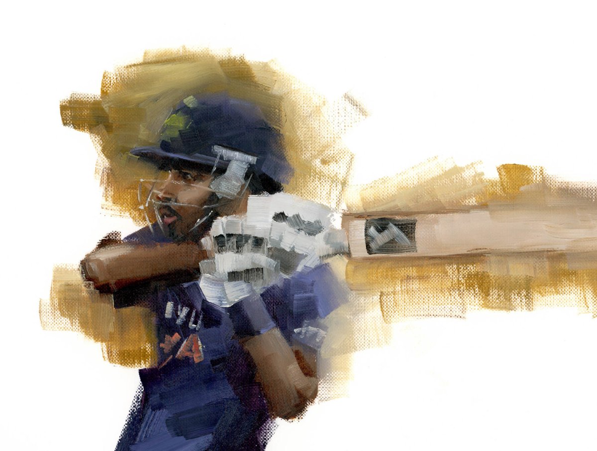 PauletteFarrell's tweet photo. Does anyone want this painting?
It's oils on paper 17" x 14" 
I had it for sale in my shop but no one was interested, I think its a really good painting of @hardikpandya7 
Be following me &amp; RT to be with a chance of winning. Ends Sunday 6pm (£10 shipping to pay UK). https://t.co/zmmyghpln5