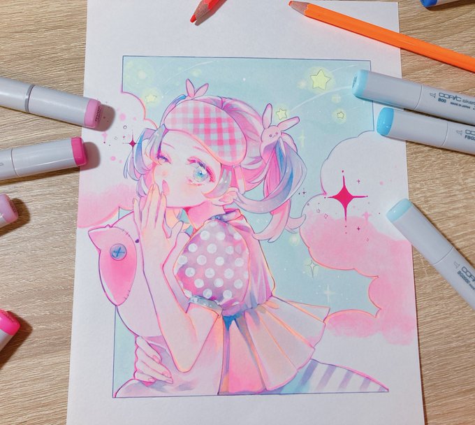 個展で原画見てもらうからってやりたかったスキャナー殺しの蛍光絵描きました。3枚目はスキャナー 