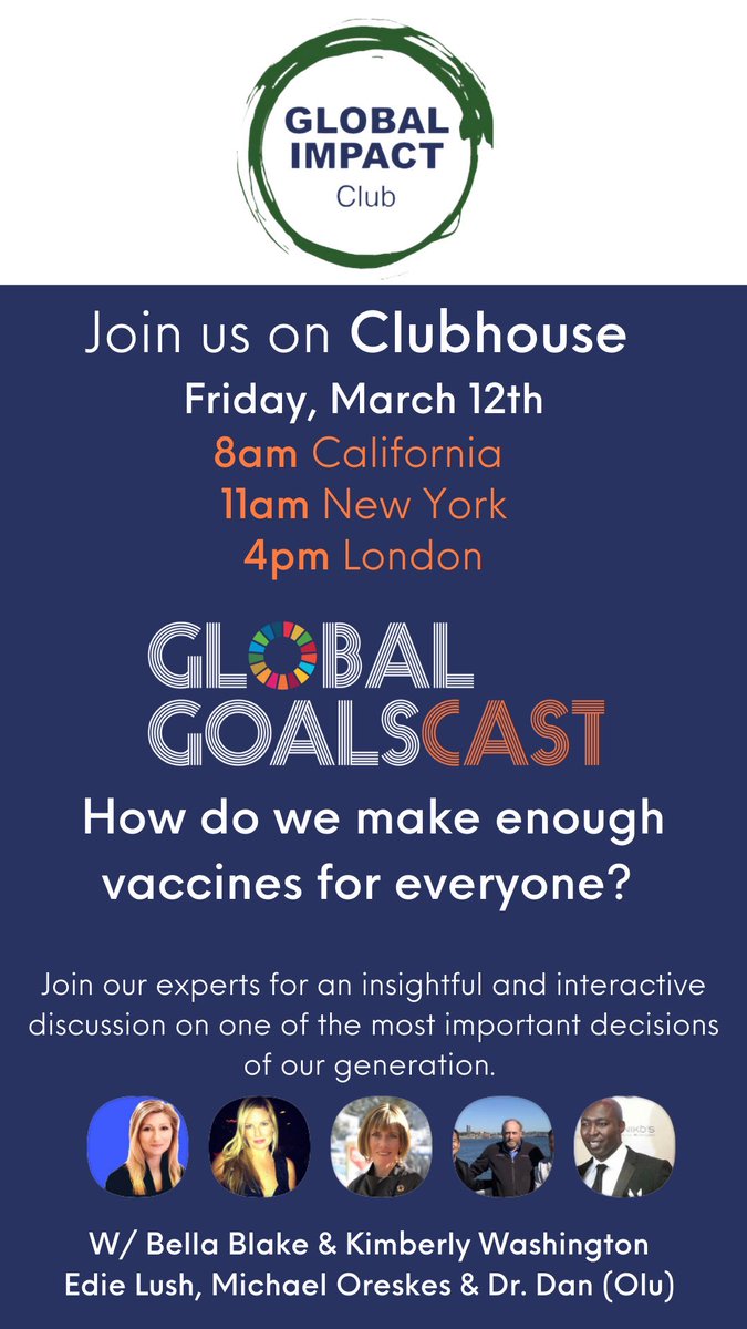 BellaBlake2401's tweet photo. Join our @joinClubhouse chat with @MichaelOreskes @edielush @hard_kimberly and @docdanmd for an insightful and interactive discussion on vaccine equity and inclusion. https://t.co/OiE7KVKear https://t.co/sbbiCM9KxH